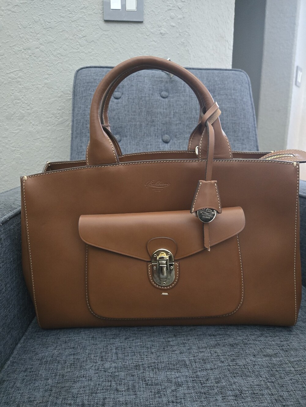 Boldrini Selleria Art. 7198 Handbag/Satche in Cognac Brown - Classic Women's Bag